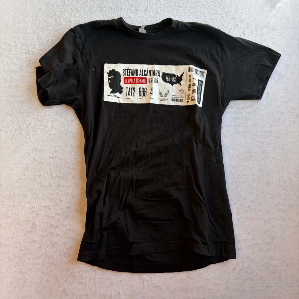 Stefano Alcantara Graphic T-Shirt Mens Small Black Short Sleeve Tattoo Artist